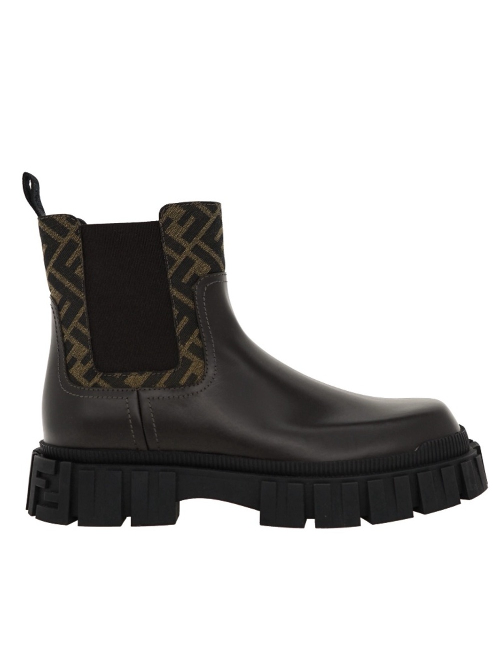 Fendi Force Ankle Chelsea Boots FF Panels Brown Leather Size 9 New